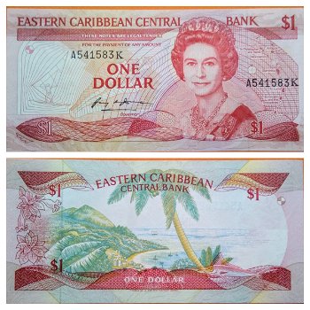 East Caribbean States 1 Dollar P 17k UNC St Kitts SN A541583K - 0