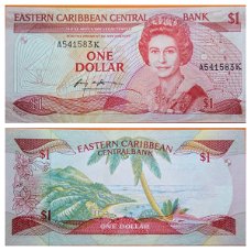 East Caribbean States 1 Dollar P 17k UNC St Kitts SN A541583K