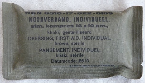 Verband Pakje, Nood, 16x10cm, Koninklijke Landmacht, 1966.(Nr.1) - 0