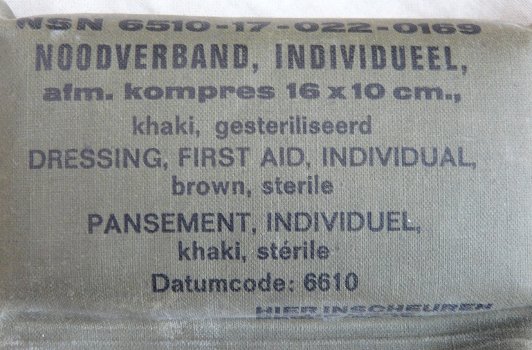 Verband Pakje, Nood, 16x10cm, Koninklijke Landmacht, 1966.(Nr.1) - 1