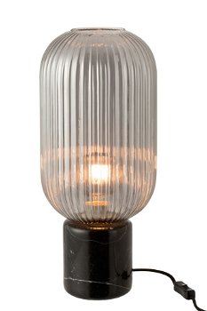 Stijlvolle Tafellamp Yufo met Grijs Glas – Marmer voet - 0