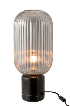 Stijlvolle Tafellamp Yufo met Grijs Glas – Marmer voet