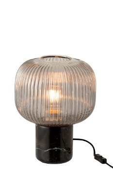 Stijlvolle Tafellamp Yufo met Grijs Glas – Marmer voet - 1