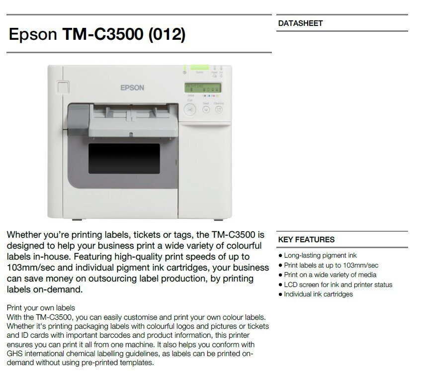 Epson ColorWorks C3500 Economical colour Kleur label printer - Afbeelding 4