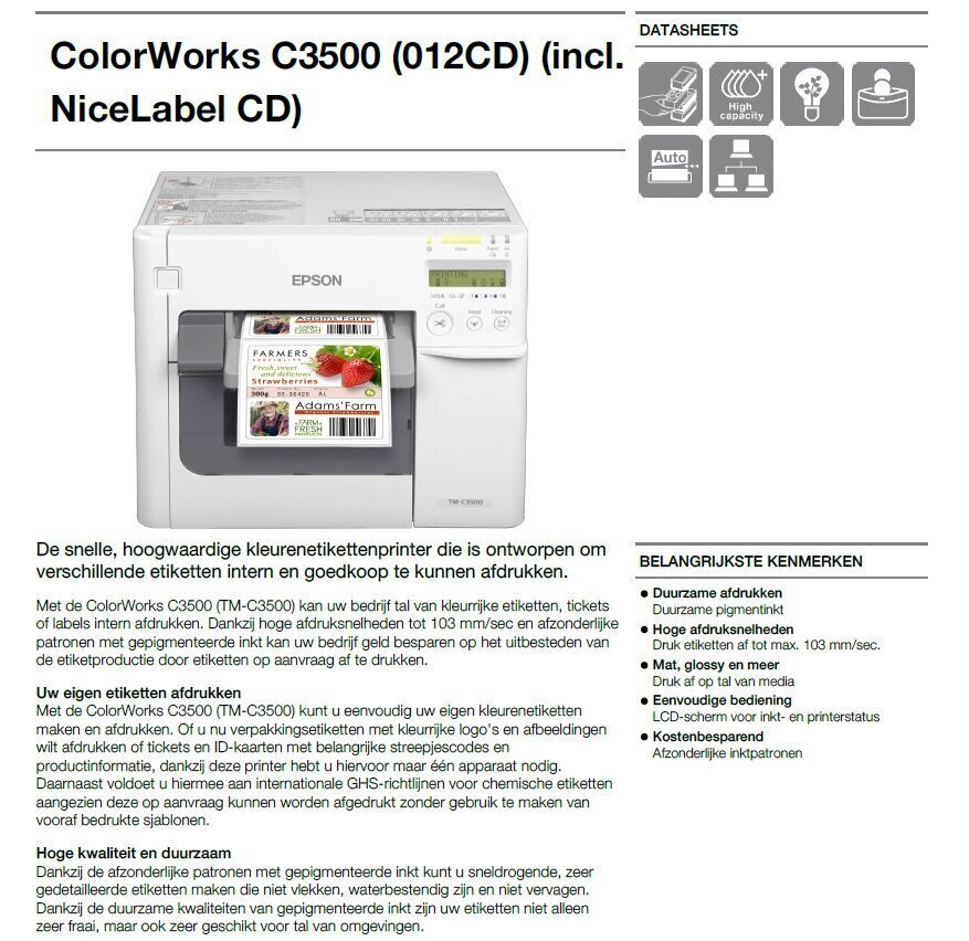 Epson ColorWorks C3500 Economical colour Kleur label printer - Afbeelding 5
