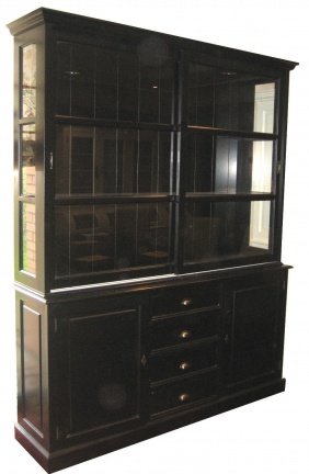 Zwarte buffetkast 200 x 50/x40 220cm met zwarte binnenkant - nr. 1