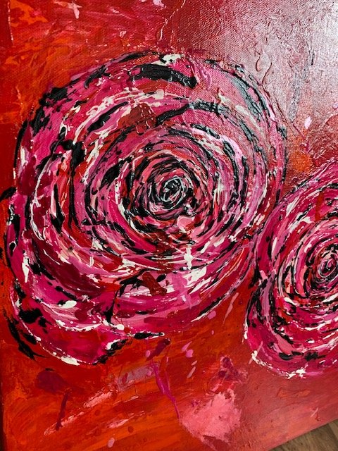 Rozen van dikke verf 100x50 - Afbeelding 3
