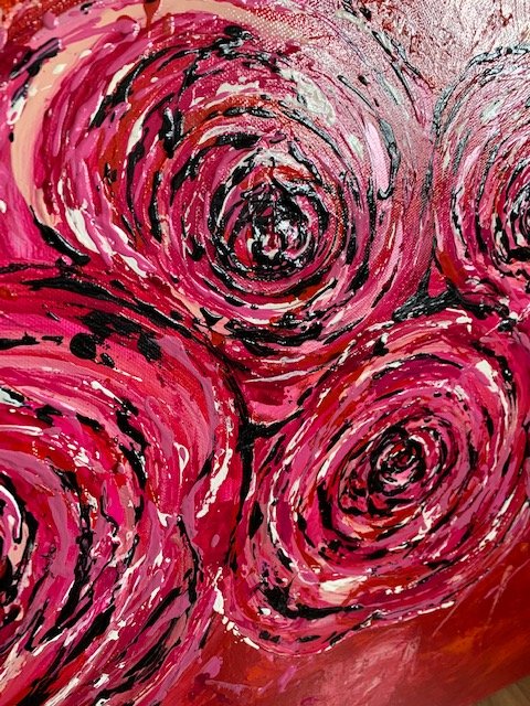 Rozen van dikke verf 100x50 - Afbeelding 4