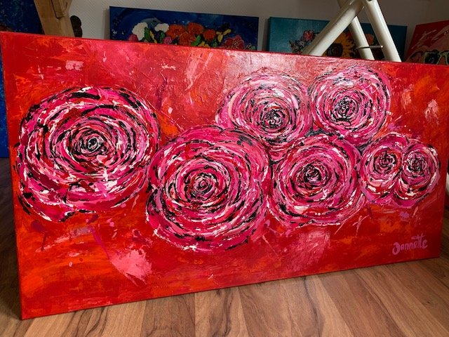 Rozen van dikke verf 100x50 - Afbeelding 5