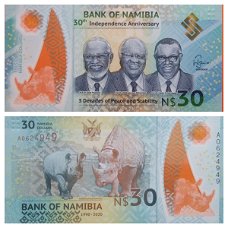 Namibia 30 Dollars 2020 P-18a 30th Independence Anniversary Unc SN A0624949