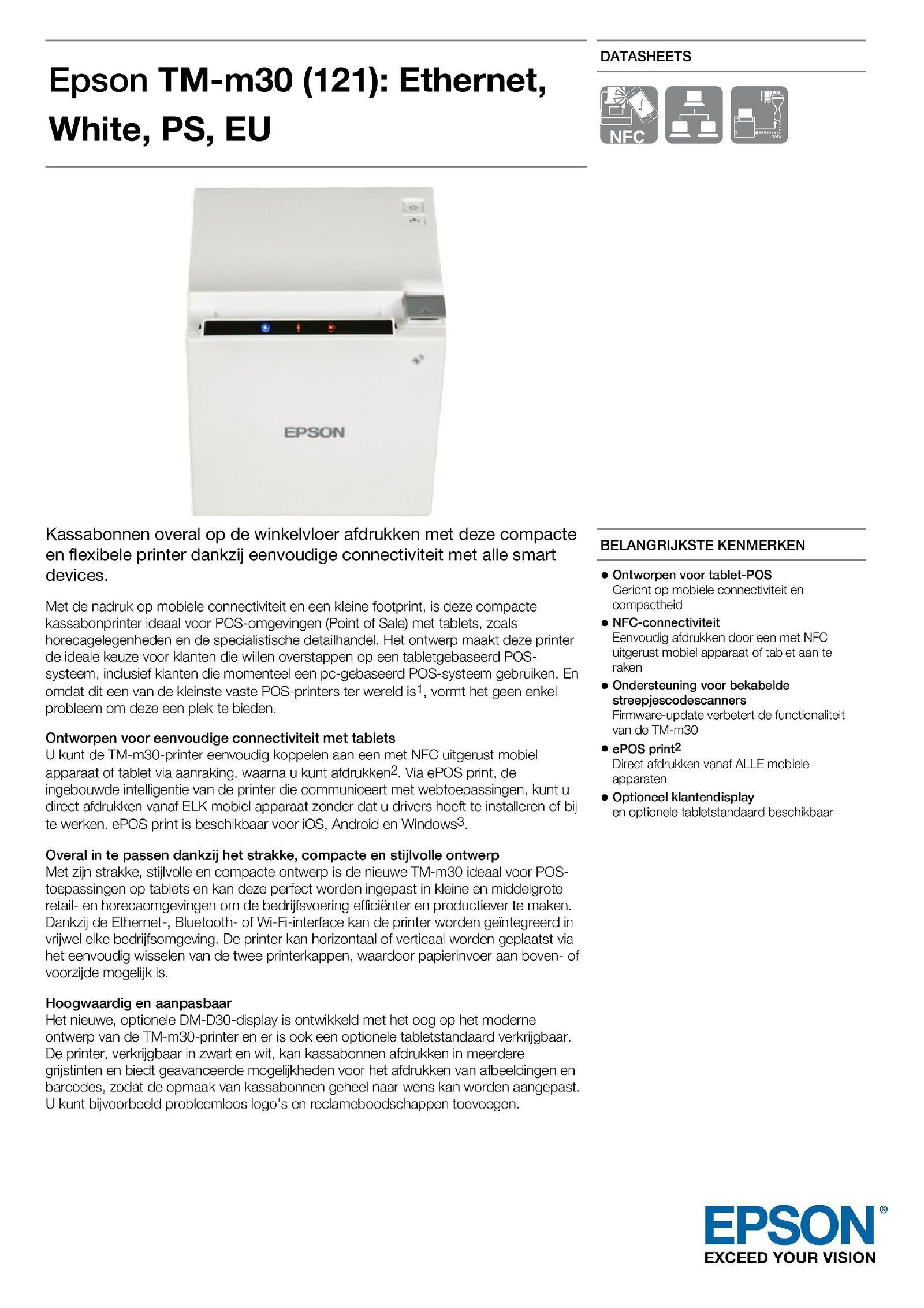 Epson TM-m30F Fiscal DE USB Ethernet Wi-Fi 8 direct thermisch receipt printer C31CE95121F1 - Afbeelding 8