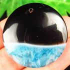 36x7mm Blue Black Druzy Geode Agate ronde kettinghanger,