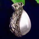 25x15x7mm White Cat Eye Gem Tibetan Silver Zircon druppelvormige kettinghanger,