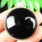 32x8mm Wrapped Black Agate ronde kettinghanger