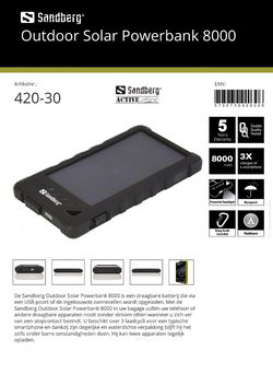 Outdoor Solar Powerbank 8000 3 laadcycli voor aller merken typische smartphone mobiele telefoon