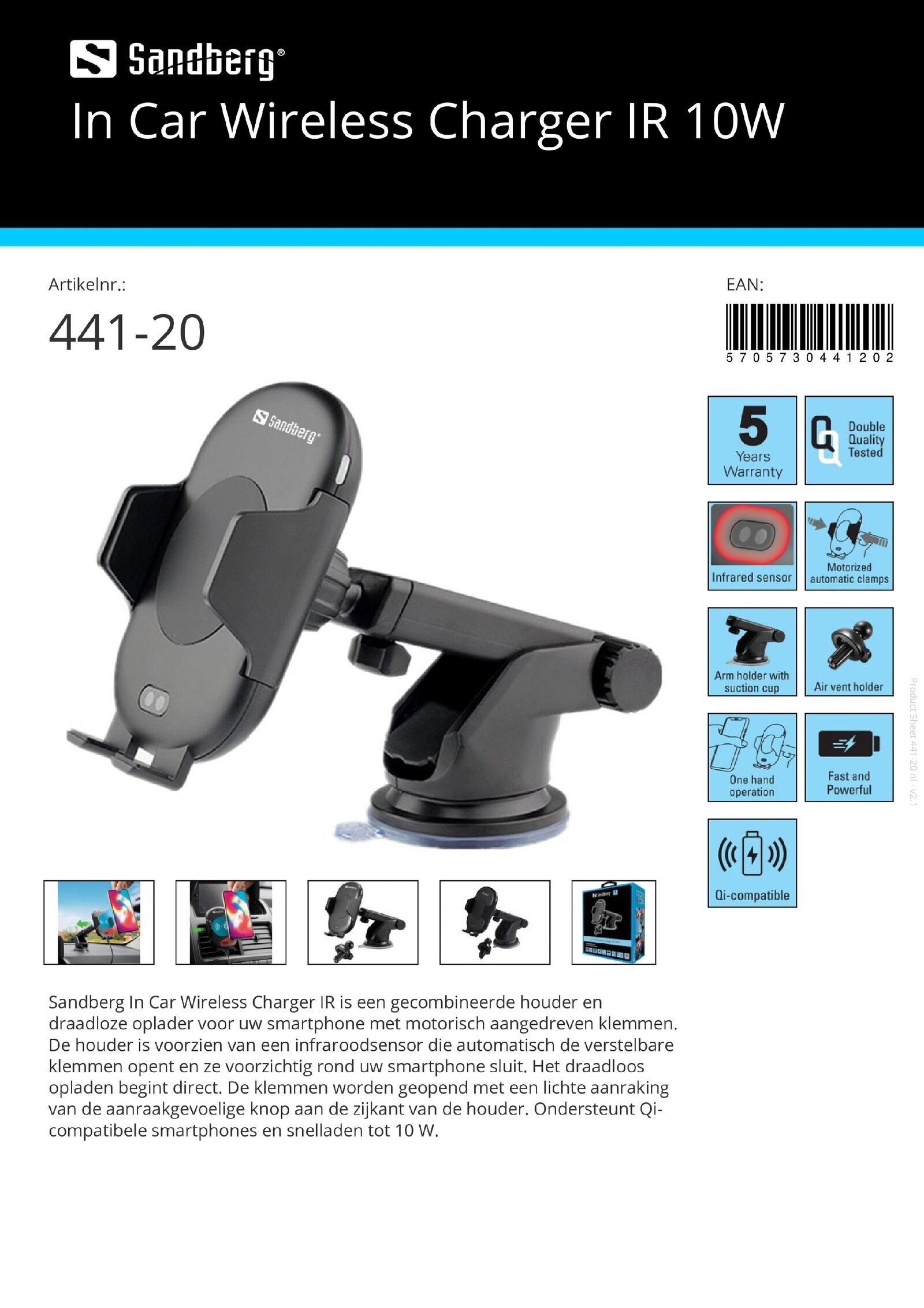 In Car Wireless Charger IR 10W mobiele telefoon houder en draadloze oplader in auto - nr. 1