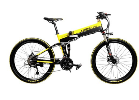 LANKELEISI XT750 Folding Electric Bike Bicycle 48V 10.4AH 400W Motor 26in - 0