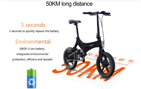 ONEBOT S6 Portable Folding Electric Bike 250W Motor Max 25km/h 6.4Ah Battery - Black - 4