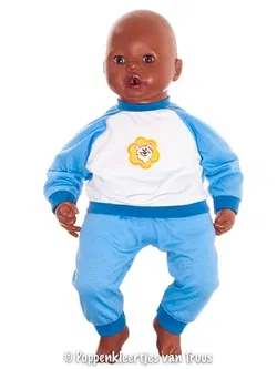 Annabel 46 cm Jongens pyjama blauw/wit