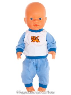 Mon Bébé 40 cm Jongens pyjama blauw/wit