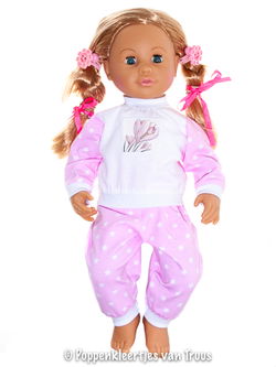 Chou Chou 42 cm Pyjama roze/witte sterretjes