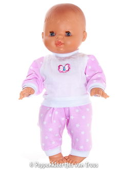 Paola Reina 34 cm Pyjama roze/witte sterretjes