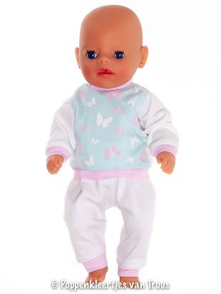 Baby Born Soft 36 cm Pyjama vlinders/wit/roze/mint - nr. 1