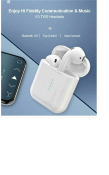 i10 TWS Bluetooth 5.0 Earbuds Independent Use Tap Control Automatically Pairing - White - 1