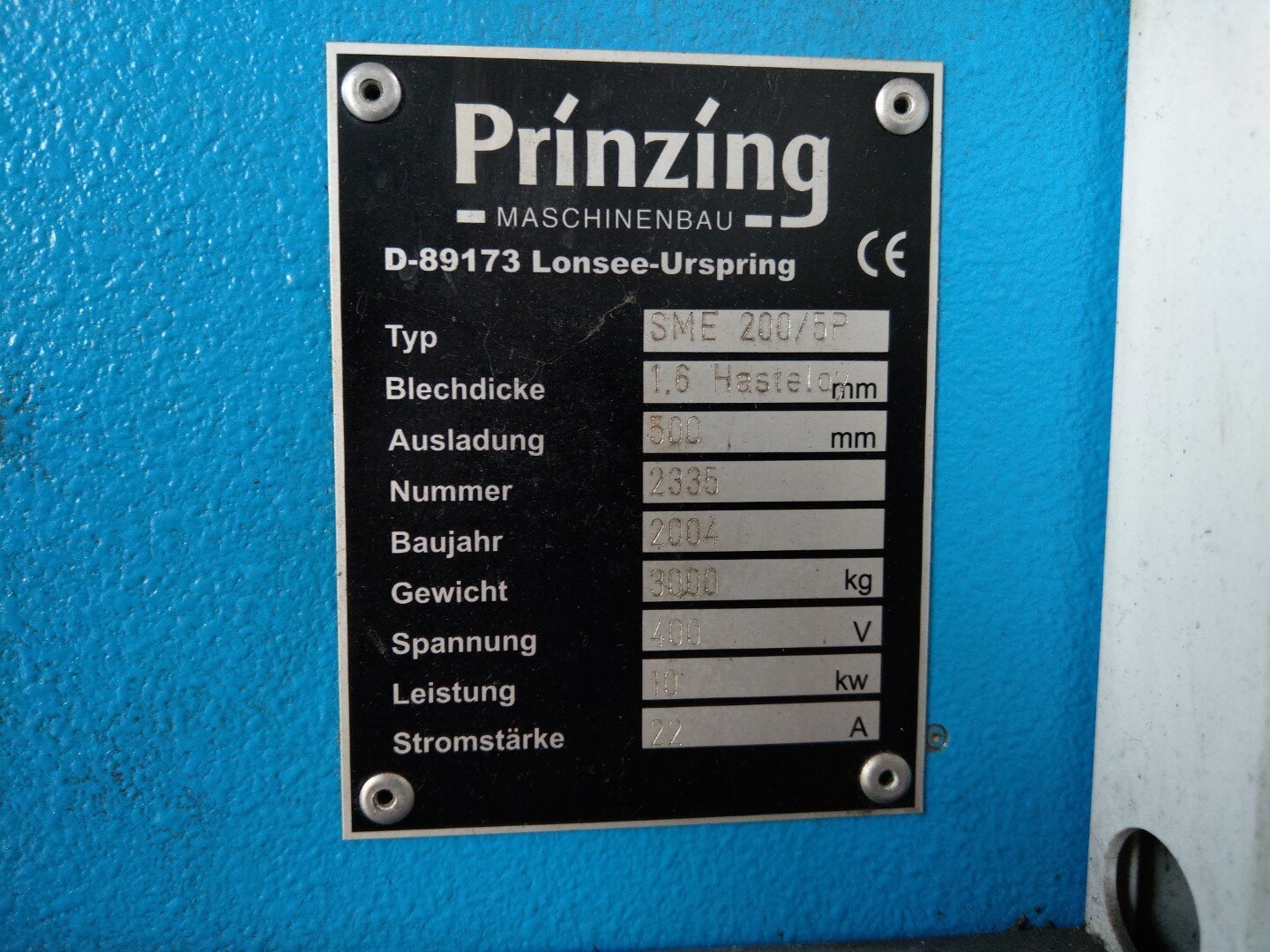 Sickenmaschine - Voormachine Prinzing , Typ : SME 200/5P - Afbeelding 6