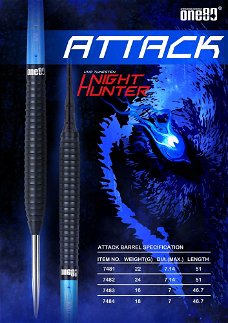 Dartpijlen One80 steeltip Night Hunter 90% tungsten attack  22 of 24 gram