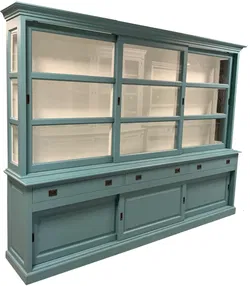 Buffetkast turquoise - wit Bussum 300 x 50/40 x 220cm