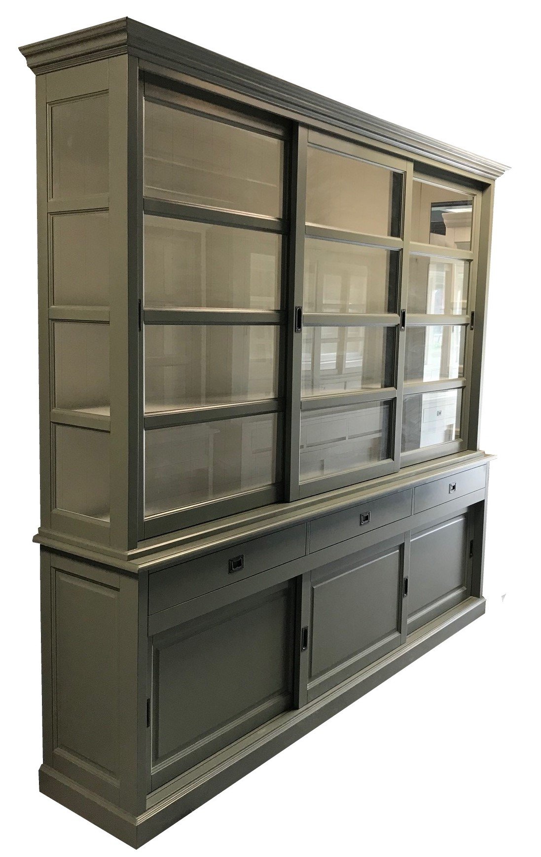 Buffetkast Nijkerk Engels groen - wit 260 x 50/40 x 240 - nr. 1