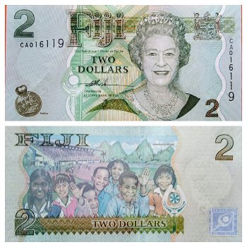 Fiji 2 Dollars 2007 P109a Unc S/N CA016119 - 0