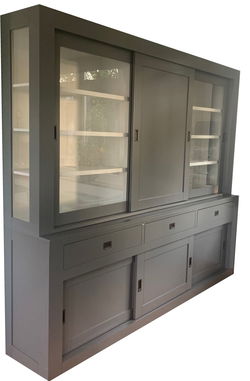 Buffetkast Assen grijs - wit 240 x 50/40 x 220cm dichte middendeur