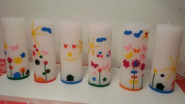 LICHT BLAUW was vel 10 x 20 cm kaarsen versieren - Afbeelding 2