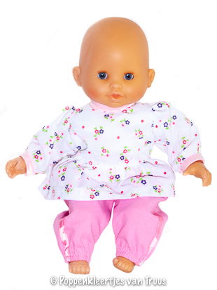 Corolle 30 cm 2 dlg. Setje wit/bloem/roze - nr. 1
