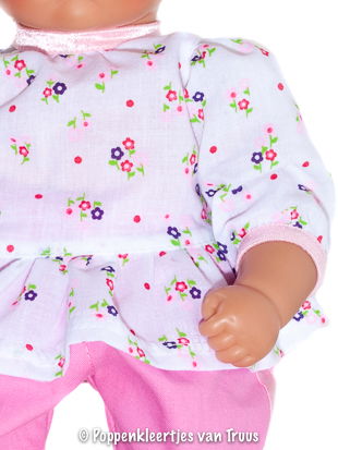 Annabel 36 cm 2 dlg. Setje wit/bloem/roze - Afbeelding 2