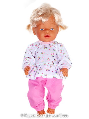 Baby Born 43 cm 2 dlg. Setje wit/bloem/roze - nr. 1