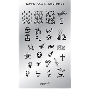 KONAD Square nail stempel 04 ' SKULL ROCK N ROLL - 1