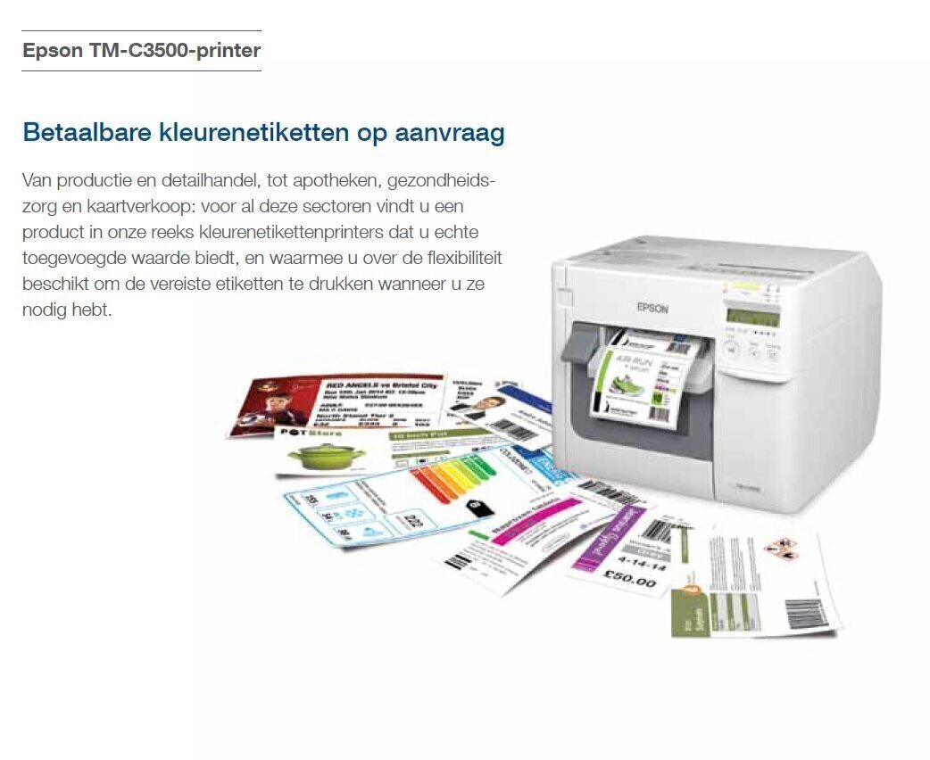 Epson ColorWorks C3500 Label Club C31CD54012CD-Bundle4, cutter, disp., USB, Ethernet, NiceLabel, wit - Afbeelding 7