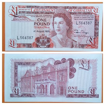 Gibraltar 1 Pound P 20e 1988 UNC.SN L564388 - 0