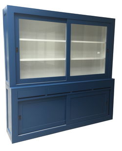 Winkelkast Diemen blauw - wit laden greeploos 220 x 50/40 x 220cm