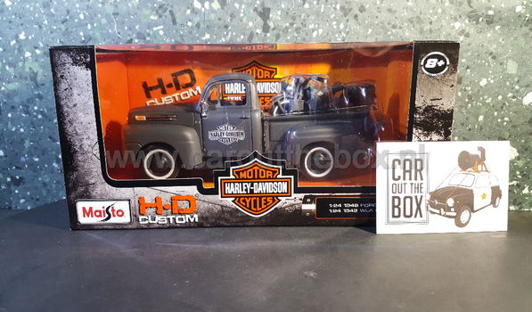 Ford F1 pick up met Harley Davidson MAT GRIJS 1:24 Maisto - 4