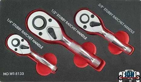 Stubby ratelset 1/4'' , 3/8'' en 1/2'' 72-tands WT-8133 - nr. 1