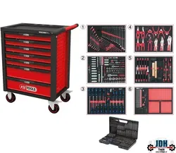 RACINGline ZWART/ROOD gereedschapswagen met 598-delig premium gereedschap 826.7598