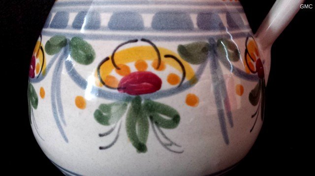 Barreiro porseleinen melk kan met bloemen motieven - Afbeelding 2