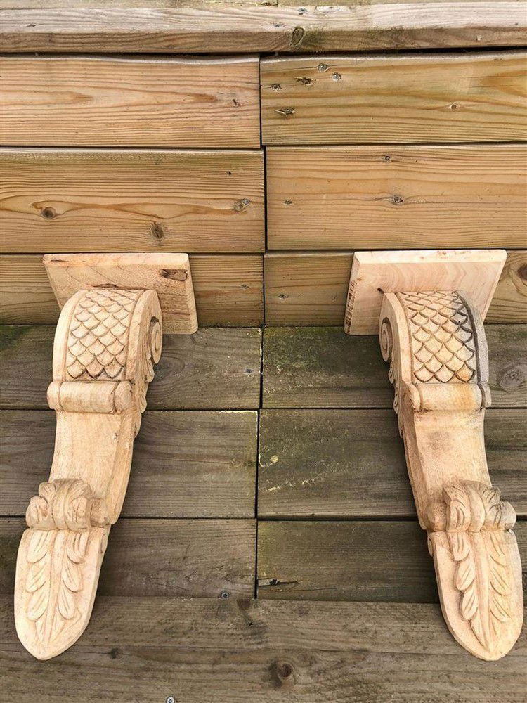 Fraaie set snaks,wandconsole-set gesneden uit hout - Afbeelding 2