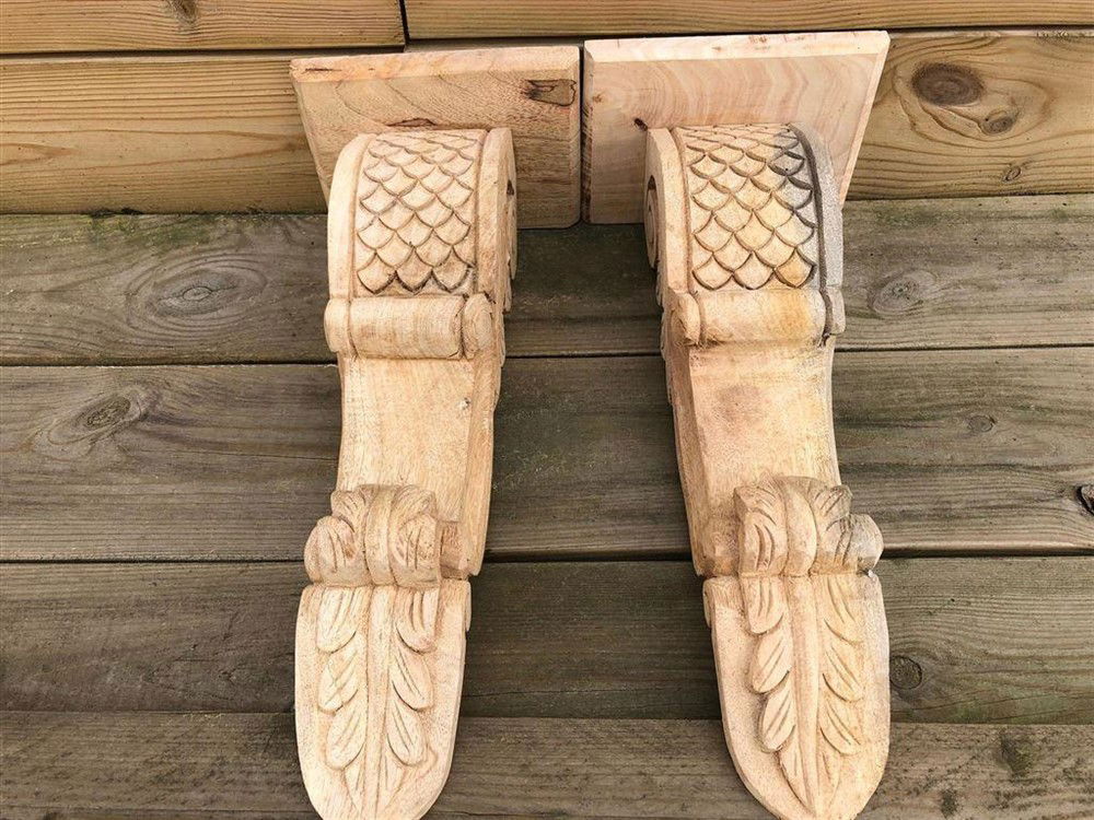 Fraaie set snaks,wandconsole-set gesneden uit hout - Afbeelding 3