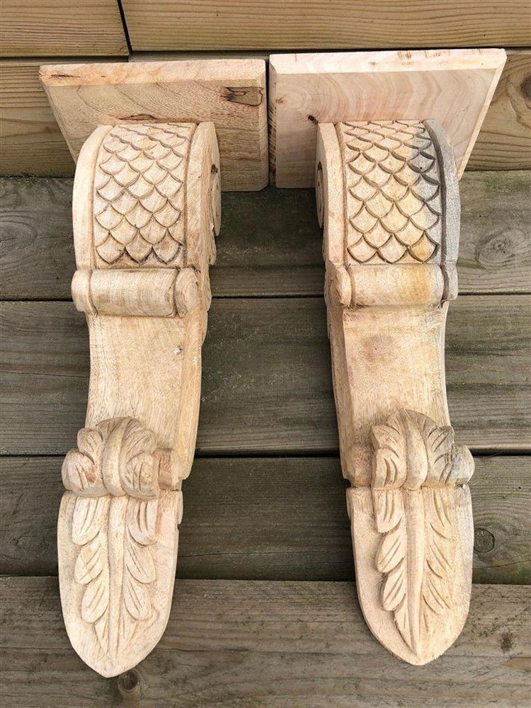 Fraaie set snaks,wandconsole-set gesneden uit hout - Afbeelding 4