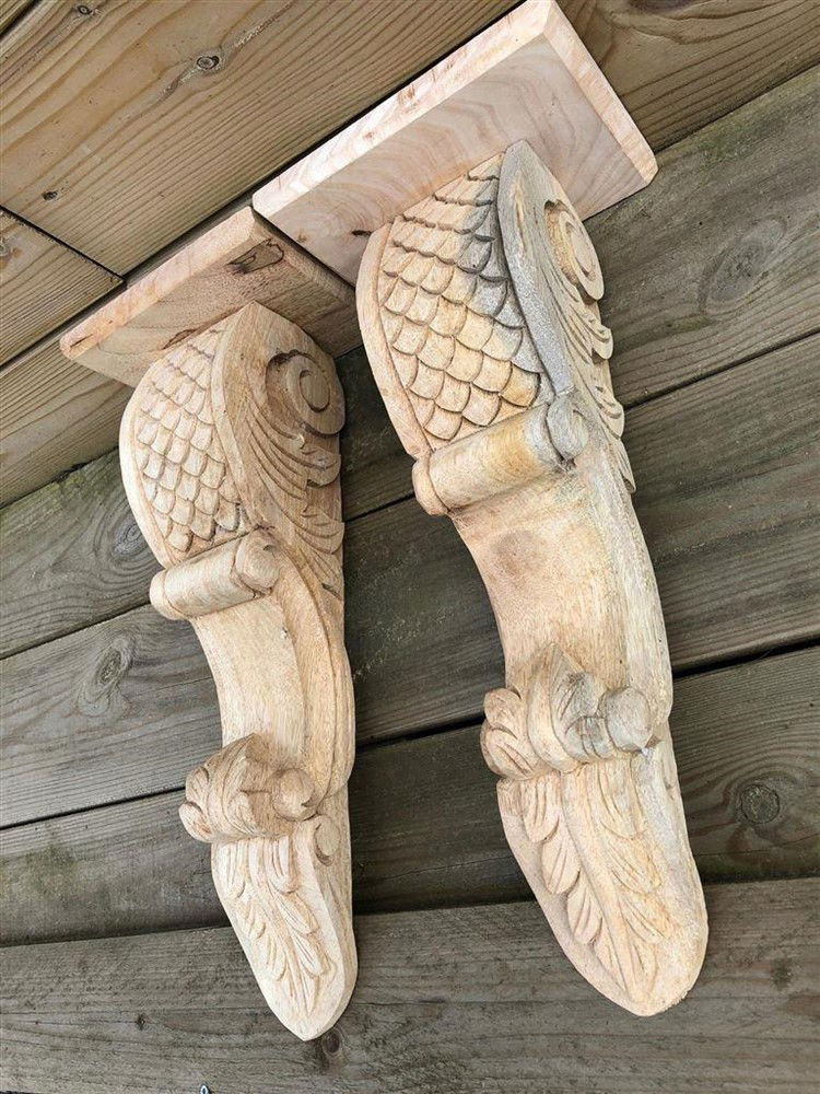 Fraaie set snaks,wandconsole-set gesneden uit hout - Afbeelding 5